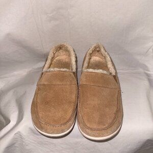 Spenco Fiesta Cozy Slip-On Slipper Tan Suede Orthotic Comfort Size 6.5